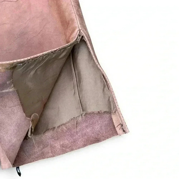 Vintage Western Brown Leather Pants Handmade Black Fringe 6P Straight Leg Chic - Picture 14 of 15